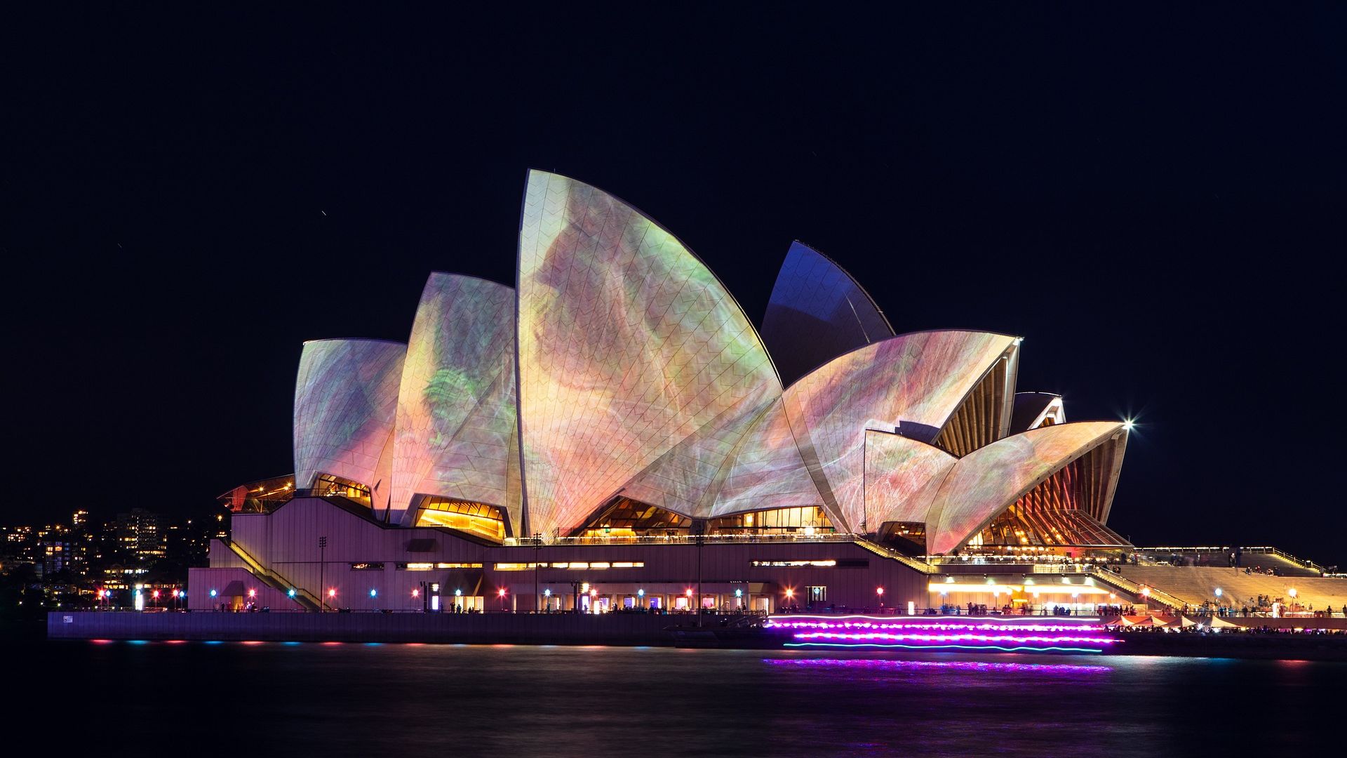 Sydney Opera House With Lights On At Night